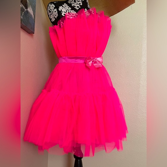 Women's/Teen Tulle Dress Off The Shoulder Dresses Strapless Mini Dress - Picture 1 of 1